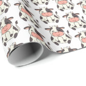 Schattig Vriendelijk Koe Boerderij Dier Cadeaupapier (Rol Hoek)