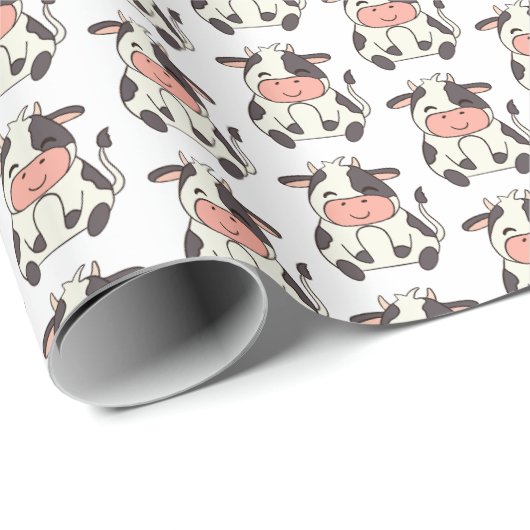 Schattig Vriendelijk Koe Boerderij Dier Cadeaupapier (Rol Hoek)