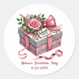 Schattig vrijgezellenfeest voeg naam datum toe  ronde sticker