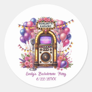 Schattig vrijgezellenfeest voeg naam datum toe  ronde sticker