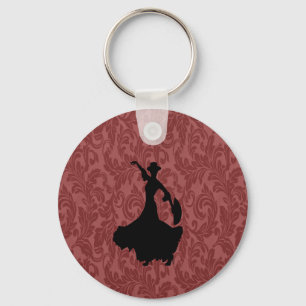 Schattig vrolijk damasje flamenco dancer sleutelhanger