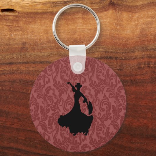 Schattig vrolijk damasje flamenco dancer sleutelhanger (Voorkant)