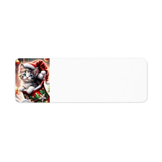 schattig vrolijk kerst kat adres label (Voorkant)