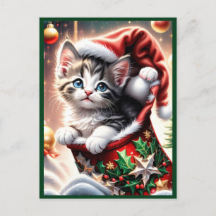 schattig vrolijk kerst kat briefkaart