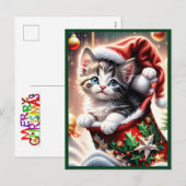 schattig vrolijk kerst kat briefkaart (Voorkant / Achterkant)