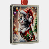 schattig vrolijk kerst kat metalen ornament (Rechts)