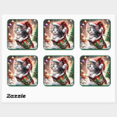 schattig vrolijk kerst kat sticker (Vel)