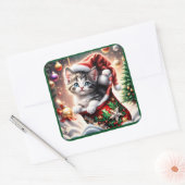 schattig vrolijk kerst kat sticker (Envelop)
