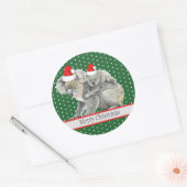 Schattig Vrolijk Kerst Koala Beer Familie Ronde Sticker (Envelop)