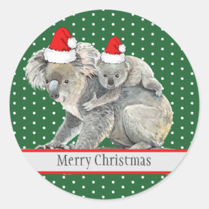 Schattig Vrolijk Kerst Koala Beer Familie Ronde Sticker