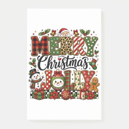 Schattig vrolijk kerstfeest post-it® notes (Voorkant)