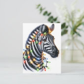 Schattig Vrolijk Kerstfeest Zebra Briefkaart (Staand voorkant)