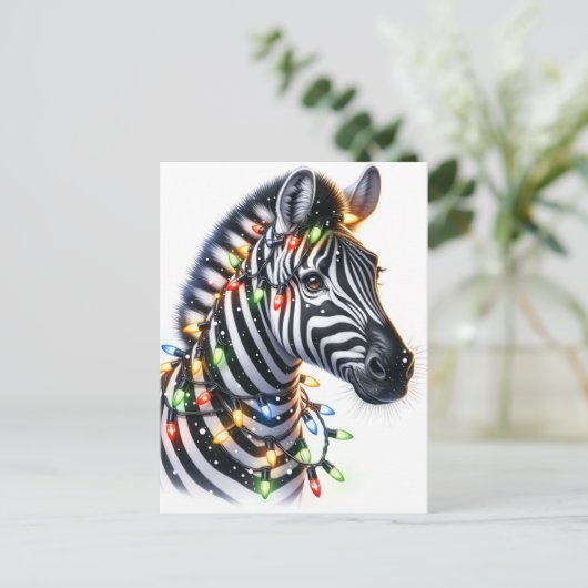 Schattig Vrolijk Kerstfeest Zebra Briefkaart (Staand voorkant)
