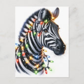 Schattig Vrolijk Kerstfeest Zebra Briefkaart (Voorkant)