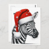 Schattig Vrolijk Kerstfeest Zebra Santa Hat Briefkaart (Voorkant / Achterkant)