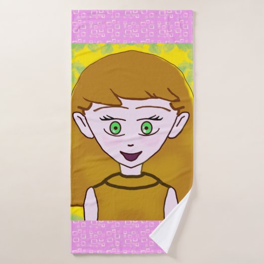 Schattig Vrolijk Roze Bad Handdoek (Badhanddoek)