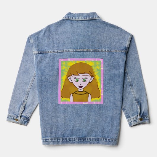 Schattig vrolijk roze denim jacket (Achterkant)