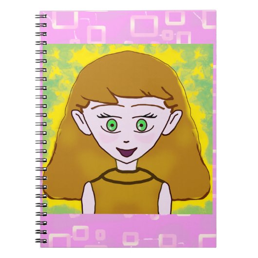 Schattig vrolijk roze notitieboek (Voorkant)