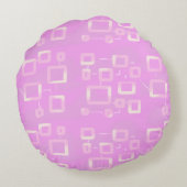 Schattig vrolijk roze rond kussen (Achterkant)