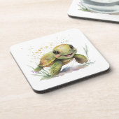 Schattig Vrolijke Tortoise Hard plastiek onderzett Bier Onderzetter (Linkerzijde)