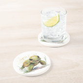 Schattig Vrolijke Tortoise Zandsteen Onderzetter (Zijkant)
