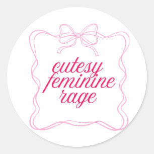 Schattig Vrouwelijke Woede Roze Esthetisch Ontwerp Ronde Sticker