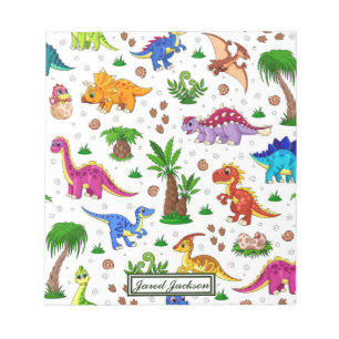 Schattig vun kleurrijk naadloos patroon dinosaur notitieblok