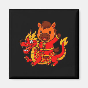 Schattig vuur paard rijden Chinese draak maanjaar Magneet