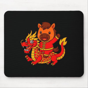 Schattig Vuur Paard Rijdt Chinese Draak Maankalend Muismat