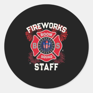 Schattig vuurwerk personeel patriottische 4 juli t ronde sticker