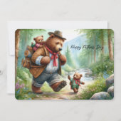 Schattig Wandelen Beer met Cubs Vaderdag Kaart (Voorkant)