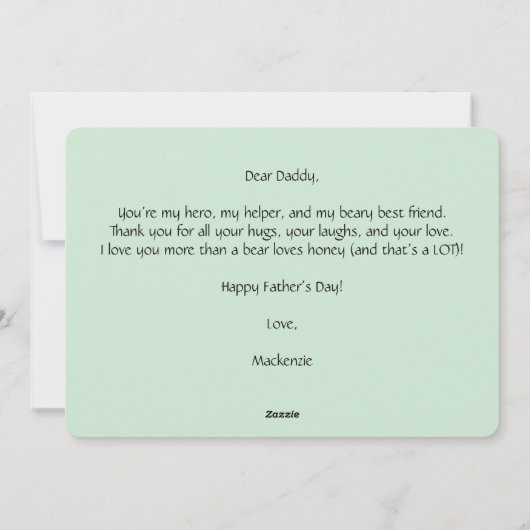 Schattig Wandelen Beer met Cubs Vaderdag Kaart (Achterkant)