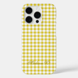 Schattig Warm Geel Gingham Patroon iPhone 16 Pro Hoesje