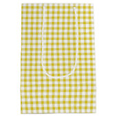 Schattig Warm Geel Gingham Patroon Medium Cadeauzakje (Achterkant)