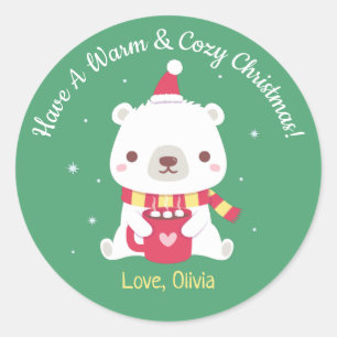 Schattig Warm & Kerstmis Knus IJsbeer Ronde Sticker