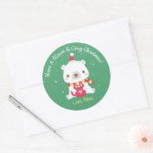 Schattig Warm & Kerstmis Knus IJsbeer Ronde Sticker (Envelop)