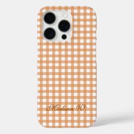 Schattig warm oranje geruit patroon iPhone 16 pro hoesje