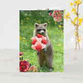 Schattig Wasbeer Dier Valentijnsdag Vakantie Kaart (Gele Bloem)