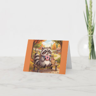 Schattig Wasbeer Eet Aardbeien Donut Personalise Bedankkaart
