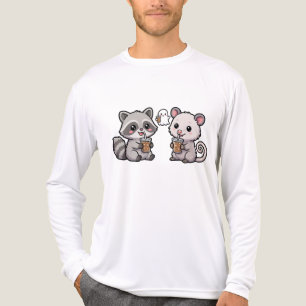 Schattig wasbeer en opossum ijskoude koffie grafis Tri-Blend shirt