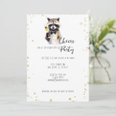 Schattig wasbeer met champagne proost Nieuwjaar Feestdagenkaart (Staand voorkant)