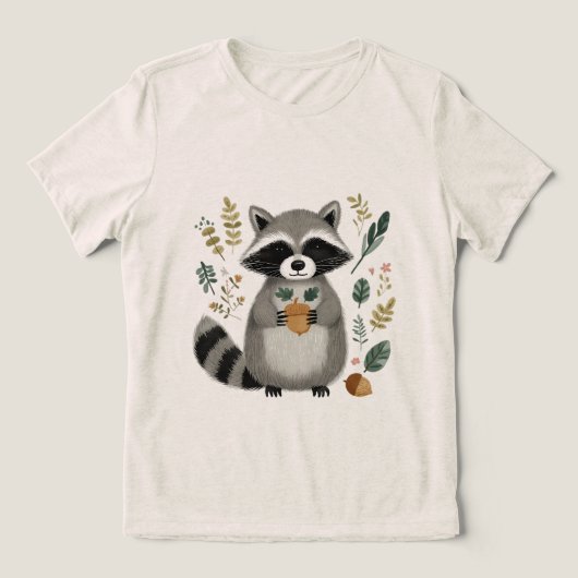 Schattig Wasbeer met Eikel Tri-Blend Shirt (Design voorkant)