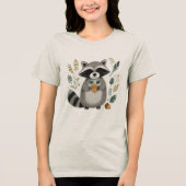 Schattig Wasbeer met Eikel Tri-Blend Shirt (Voorkant)