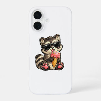 Schattig Wasbeer Met Ijs En Zonnebril iPhone 16 Hoesje