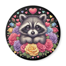 Schattig Wasbeer met Kleurrijke Bloemen en Harten