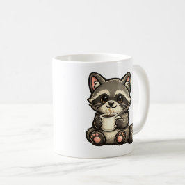 Schattig Wasbeer met Koffie – Gezellig Kawaii Dier Koffiemok