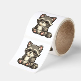 Schattig Wasbeer met Koffie – Knus Kawaii Dier Vierkante Sticker