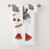 Schattig wasbeer met watermeloen bad handdoek (Insitu)