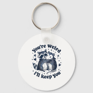 Schattig Wasbeer Opossum Knuffelend Excentriek Paa Sleutelhanger