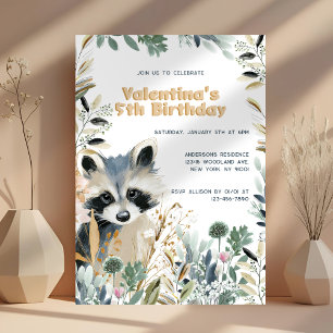 Schattig Wasbeer Verjaardag Bos Aquarel Natuur Kaart